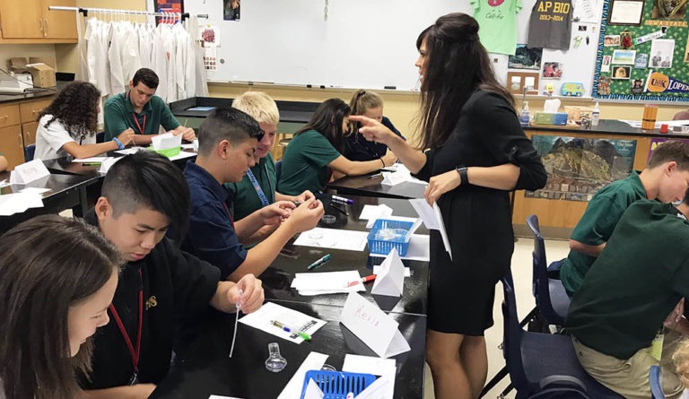 science classroom catholic school