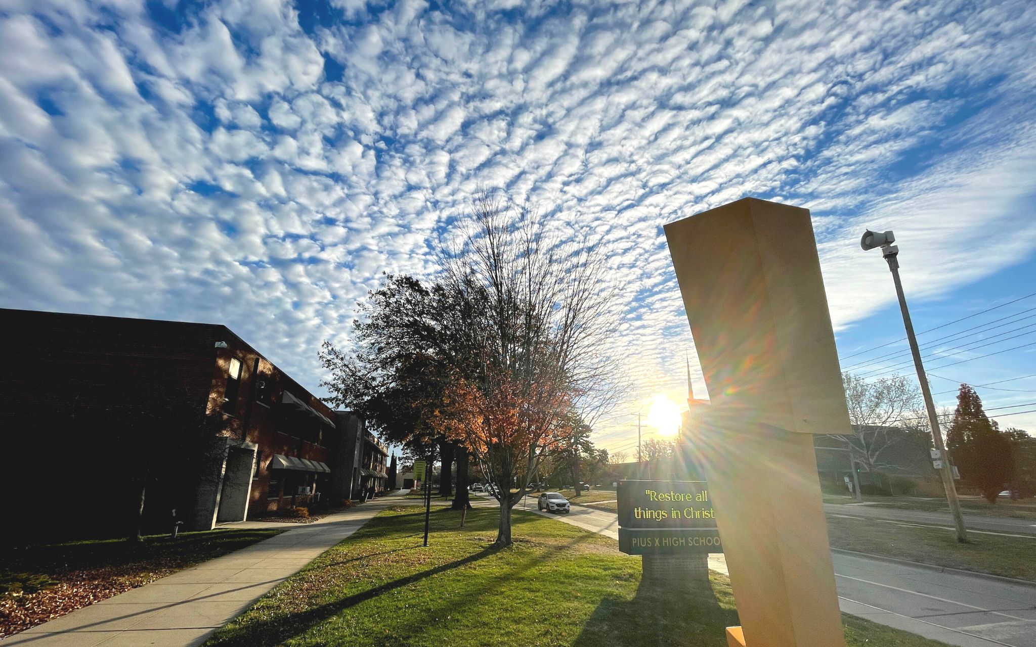 fall campus bolt clouds