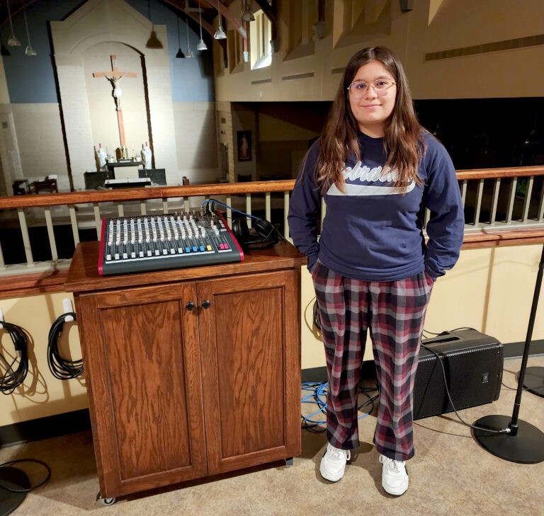 Lucy Salgado-Dickes student workworking project for North american martyrs church
